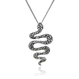 Sterling Silver Marcasite Snake Pendant, 18