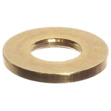 Flat Washer, Brass, Plain Finish, #2 Bolt Size, 0.0890" ID, 0.1875" OD, 0.0280" Thick, Pack Of 100