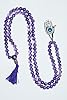 Meditation Mala Beads Amethyst Prayer Beads Hamsa Hand Blue Eye Pendant