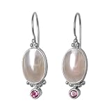 Sterling Silver Mabe and Pink Tourmaline Earrings by Sajen