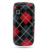 Hard Snap-on Shield With BLACK RED ARGYLE Design Faceplate Cover Sleeve Cas ....