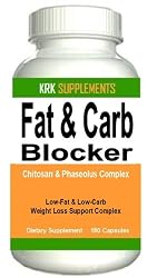 Fat & Carb Blocker 180 caps with Phaseolus Vulgaris (White Kidney Bean Extract) Chitosan Extreme Diet Pills Weight Loss KRK SUPPLEMENTS