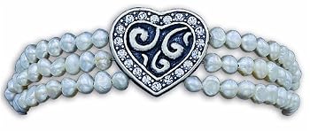 Western Bridal Pearl Bracelet with Heart Charm