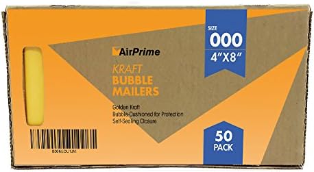 Size #000 4"x 8" - 50 Count - KRAFT Bubble Padded Self-Seal Cushion Envelope Mailers ~ AirPrime