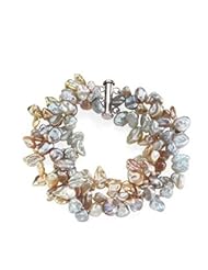 7.5" Freshwater Keshi Multi-Color Cultured Pearl Strand in Sterling Silver