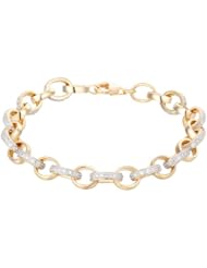 Gold over Sterling Silver Round-Cut Cubic Zirconia Carefree Link Bracelet