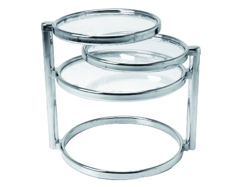 Present Time Leitmotiv Mini Double Swivel Glass Table, Chrome Present Time Leitmotiv Mini Double Swivel Glass Table, Chrome