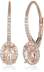10k Pink Gold Morganite and Diamond Dangle Earrings (1/10cttw, I-J Color, I2-I3 Clarity)