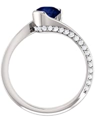 Platinum 6.00mm Round Cut Chatham Created Sapphire and Diamond Ring -- LIFETIME WARRANTY