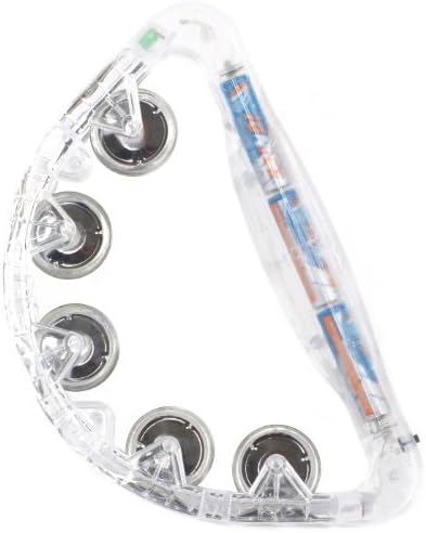 Half Moon Light Up Musical Tambourine With Multicolor Flashing LED Lights and 5 Metal Jingles, Parties, Raves, Concerts, Performance, Weddings, Birthdays, Premium Large