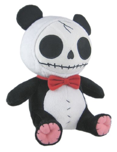 Furry Bones Black Plush Panda Bear - 12 Inch Stuffed Skull