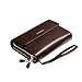 Teemzone Men's Genuine Leather Zipper Wallet Handbag Organizer Checkbook Purse (brown update version)