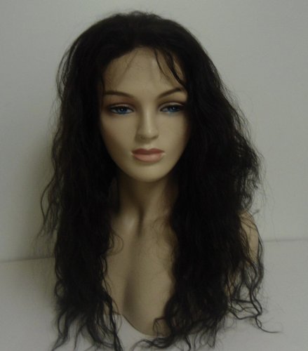 16 FULL LACE WIG 100 INDIAN REMY HUMAN HAIR Silky Straight Color 1B Off Black