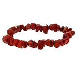 Sterling Silver .925 Genuine Red Jasper Stone Chip Stretch Bracelet