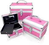Cosmetic Train Case 3 Piece Set - Pink Style No. TS-76
