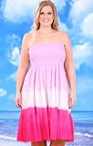 Beach Belle Pink Tie Dye Plus Size Tube Dress Cover Up - Plus Size Swimsuit Plus Size Swimsuit