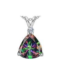 Original Star K (tm) Large 12mm Trillion Cut Rainbow Mystic Topaz Pendant in 925 Sterling Silver