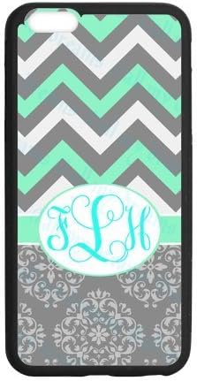 Green Grey Chevron Stitching Gray European Style Palace Retro Pattern VS Cyan Initial Monogram Design Hot Fashion Custom Luxury Cover Case With Silicon Rubber For Iphone 6 Plus