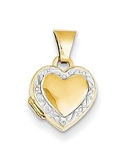 14k Yellow Gold & Rhodium Accent Heart Locket. Metal Wt- 0.37g