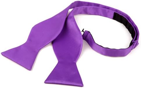 HDE Men's Solid Color Satin Bow Tie Wedding Tuxedo Party Formal Self Tie (Lavender)
