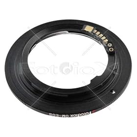 Fotodiox Pro Lens Mount Adapter with Dandelion AF Focus Confirmation Chip - Olympus OM Zuiko Lens to Canon EOS adapter, for Canon EOS 1D, 1DS, Mark II, III, IV, 1DC, 1DX, D30, D60, 10D, 20D, 20DA, 30D, 40D, 50D, 60D, 60DA, 5D, Mark II, 7D, Rebel XT, XTi, XSi, T1, T1i, T2i, T3, T3i, T4, T4i, C300, C5