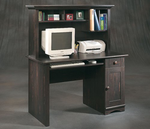 Black Computer Desk with Hutch
