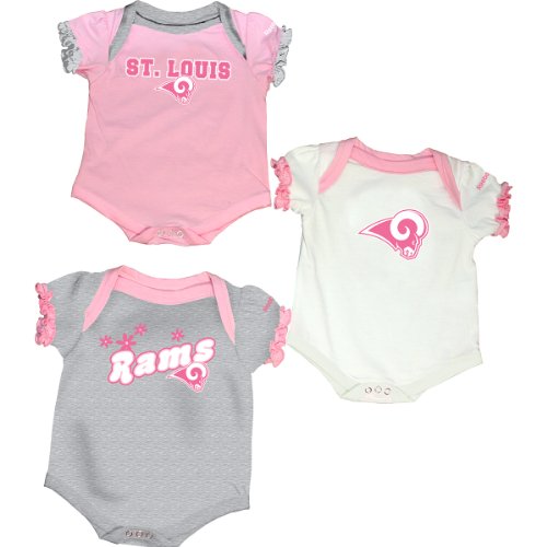 Reebok St. Louis Rams Infant 3-Piece Creeper Set - Pink 3-6 Months