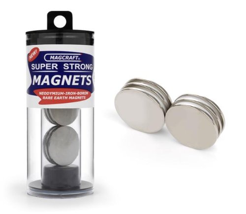 Magcraft NSN0749 1-Inch by 1/16-Inch Rare Earth Disc Magnets, 6-Count