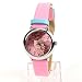 Hello Kitty Round Face Quartz Wristwatch Watch Faux Leather Band Pink