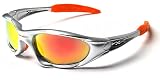 X-Loop Lunettes de Soleil - Sport - Cyclisme - Ski - Conduite - Motard / Mod. 1002 Argent Orange / Taille Unique Adulte / Protection 100% UV400