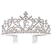 Ella Celebration Sweet 16 Tiara 16th Birthday Party Accessories Supplies, Crown Silver (Silver Heart)
