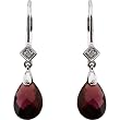 14K White Gold Briolette Brazilian Garnet and Diamond Earrings