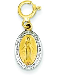 14K Two Tone Gold Miraculous Medal Charm Pendant