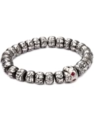 Borgioni Skull on Inlaid Iron with Sanskrit Protection Prayer Bracelet