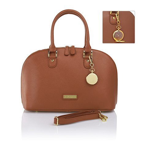 JOY & IMAN 21-Section Luxe Genuine Leather Handbag – COGNAC