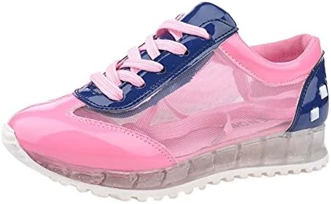 VonFon Women PU Leather Transparent Crystal Colorful Breathable Mesh Fashion Sneakers
