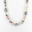 Fluorite, Tourmaline, and Swarovski Crystal Gemstone Beaded Necklace with Sterling Silver Accent Beads, 17" Length, #7533
