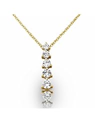 14KT Yellow Gold Brilliant Graduated Diamond Pendant Featuring Five Round Brilliant Diamonds. 1 CTW