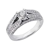 14k White 1.19 Ct Diamond Engagement Ring - Size 7.0
