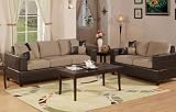 Bobkona Seattle Microfiber Sofa and Loveseat 2-Piece Set in Hazelnut Color