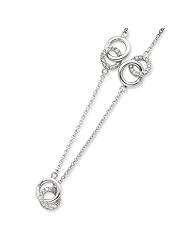 Sterling Silver Circle CZ Necklace - 18 Inch