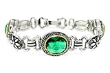 2-tone Designer-Inspired Bracelet w/Emerald CZs