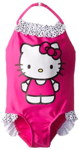 Hello Kitty Girls 2-6X with Polka Dot Ruffle Trim One Piece Swimsuit