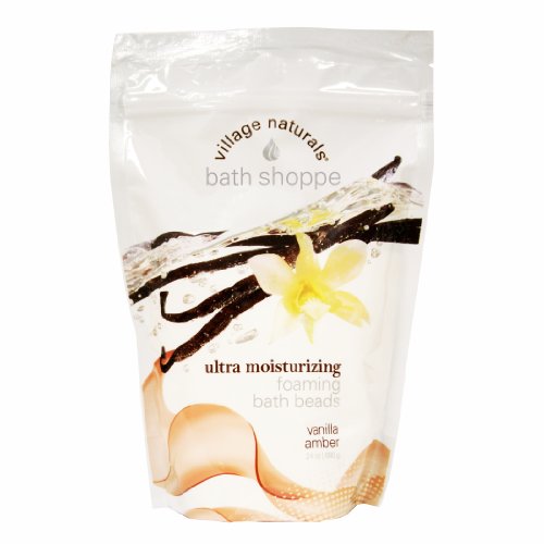 Village Naturals Bath Shoppe Vanilla Amber Foaming Bath Beads 24 oz