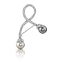 Glamour and Bliss: Sterling Silver White Cubic Zirconia Gray White Faux Pearl Brooch