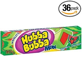 Hubba Bubba Max Bubble Gum, Strawberry-Watermelon, 5-Piece Packs (Pack of 36) by Hubba Bubba