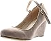 Bella Marie Denise Women's Round Toe Wedge Heel Mary Jane Taupe 6.5