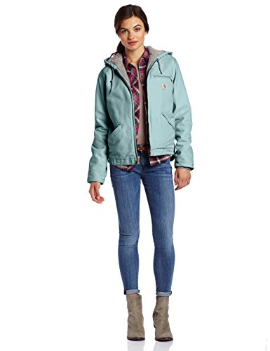 Carhartt Women's Sherpa Lined Sandstone Sierra Jacket Zip Front Hooded WJ141,Coastline,Small