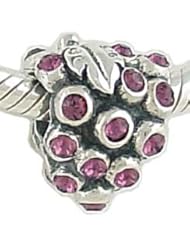 Authentic Biagi Bunch of Grapes Solid 925 Sterling Silver and CZ Bead fits European Charm Bracelet