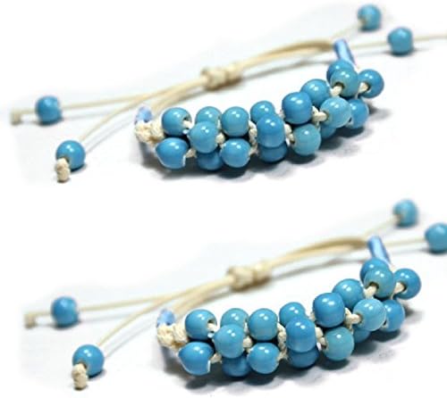 Doinshop Lady Vintage Charm Special Hand-knitted Ceramic Bead Bracelet Jequirity Couple Bracelet (blue)